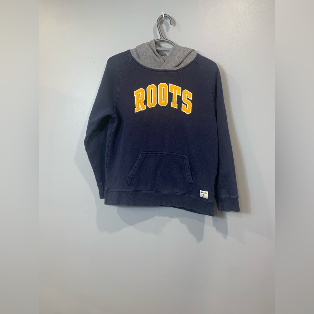 Roots Blue and Gray Hooded Sweatshirt with Logo